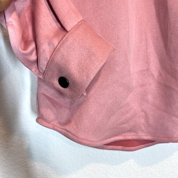 Pink Shirt Jacket Oversized Shacket Button Down Long Sleeve Medium - Picture 5 of 11